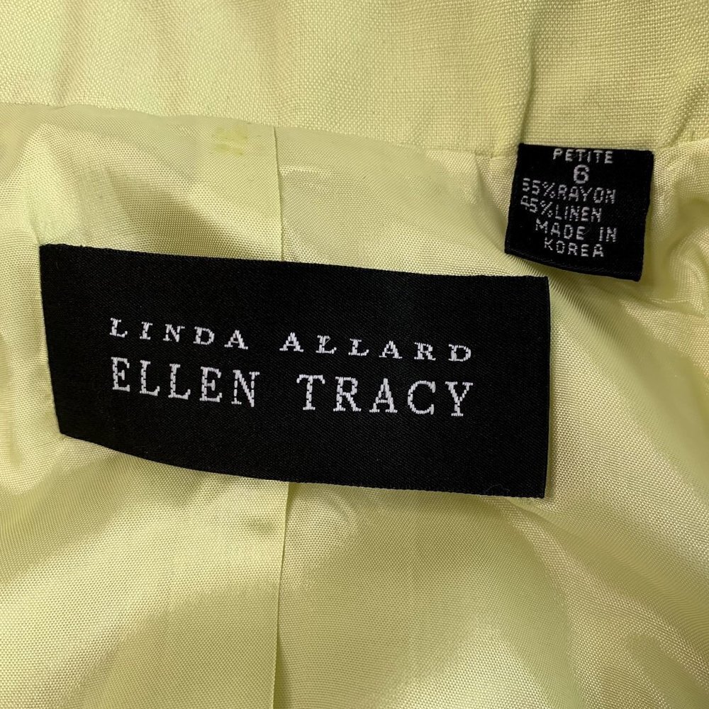 Linda Allard Ellen Tracy SZ Petite 6 Linen Lined Double Breasted Blazer Jacket - Picture 6 of 10